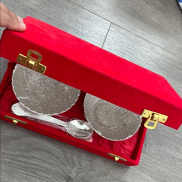 Elegant German silver bowl and tray Set in Red gift Box - Picture 7 of 8